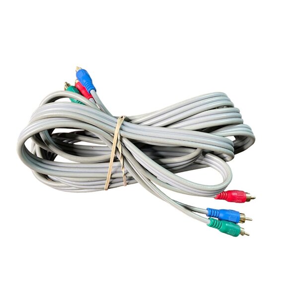 AV Cable Male to Male 3 Colored Audio Video Composite 10 Feet Gray u - Picture 1 of 4